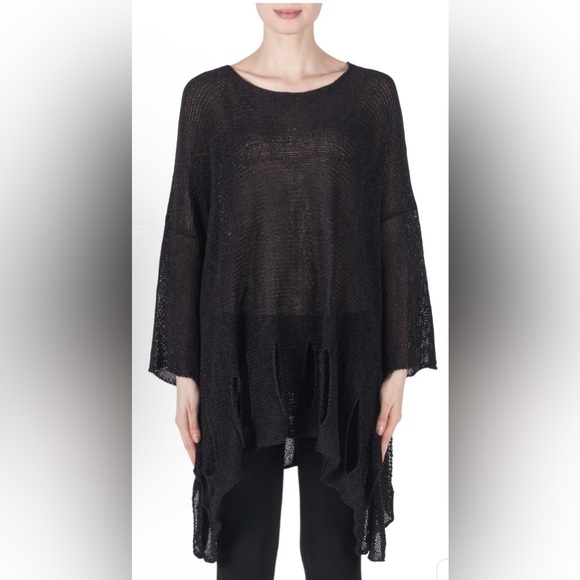 For Cyndi-Joseph Ribkoff Knit Cutout Detail Black Women's oversized Sweater NWT - Picture 15 of 17